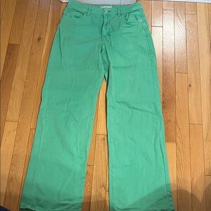 Garage bright green wide leg jeans